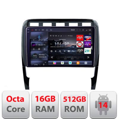 Navigatie Porsche Cayenne 2002-2011 Edotec Kit-443 8 core QLED 2K 12+256GB 360 Android Waze USB Navigatie Internet Youtube Radio