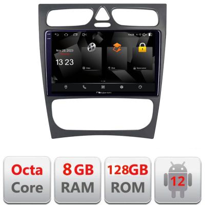 Navigatie Mercedes C W203 2001-2007 5960Pro-clk Android Octa Core Qualcomm 2K Qled 8+128 DTS DSP 360 4G Optical
