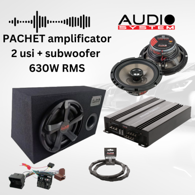 Pachet difuzoare  2 usi cu amplificator Carbon-200.4, inele si cablaje plug&play pe masina