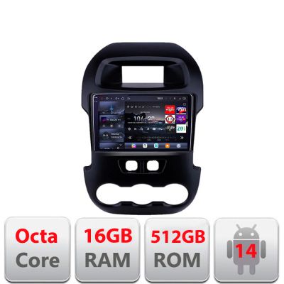 Navigatie Ford Ranger 2011-2015 8 core QLED 2K 12+256GB 360 Android Waze USB Navigatie Internet Youtube Radio Edotec