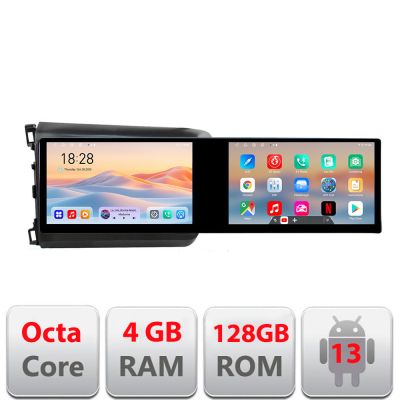 Navigatie Honda Civic Sedan Kit-132 Edotec 2 ecrane  8 core 4+128 21.6 inch Incell android Wifi 5Ghz gps internet