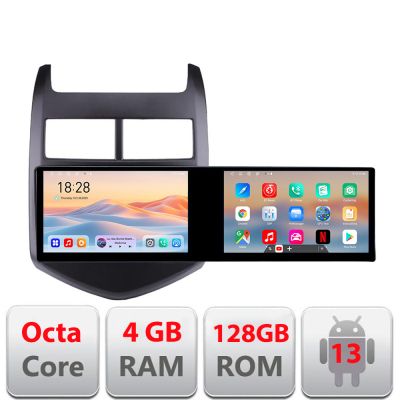 Navigatie Chevrolet Aveo 2010-2013 Kit-aveo10 Edotec 2 ecrane  8 core 4+128 21.6 inch Incell android Wifi 5Ghz gps internet