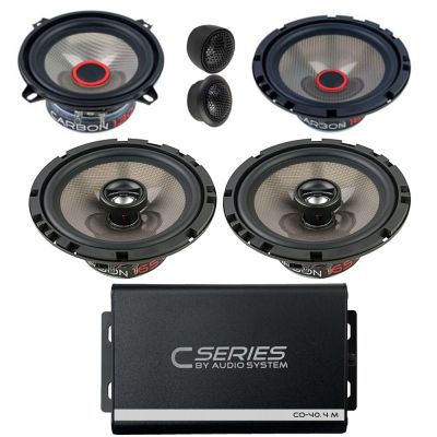 Pachet 2 Difuzoare Audio System Component CARBON 165 + 2 Difuzoare Carbon 165 Coaxiale + Amplificator 4X 60Watt RMS