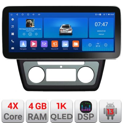 Navigatie Skoda Yeti 2009-2014 K-YETI Edotec 4+64 12.3 inch Incell 1K android Wifi 5Ghz gps internet