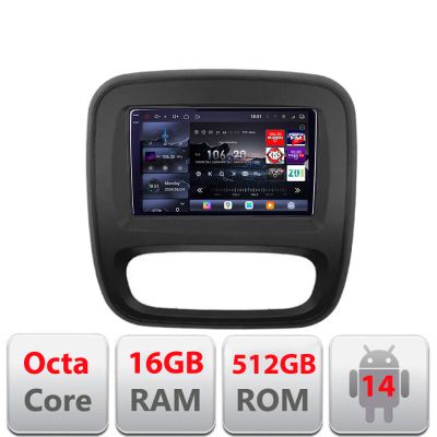 Navigatie Renault Trafic 2014-2017 Edotec Kit-rt09 8 core QLED 2K 16+512GB 360 Android Waze USB Navigatie Internet Youtube Radio v1