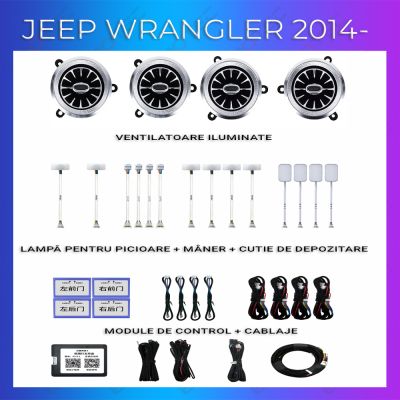 Lumini ambientale Jeep Wrangler Rubicon 2014-2020 set complet control telefon sau sistem original