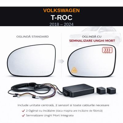 Senzor unghi mort Volkswagen T-ROC 2018-2024 — oglindă dedicată