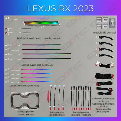 Lumini Ambientale NIGHTVIBE Lexus RX 2023 set complet control telefon sau sistem original