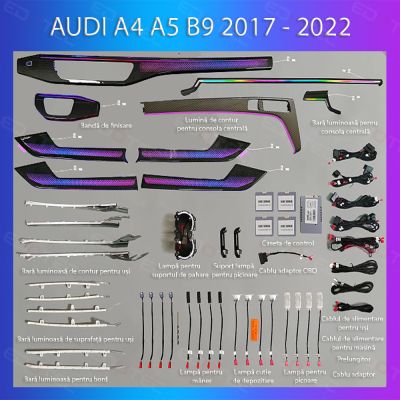 Lumini Ambientale NIGHTVIBE Audi A4 B9 2016-2024 cu 33 de lumini set complet control telefon sau sistem original