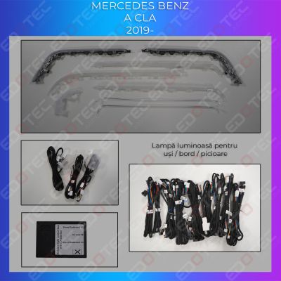 Lumini Ambientale NIGHTVIBE trimuri usi picioare 64 de culori Mercedes A W177 CLA W118 control pe sistemul original sau telefon