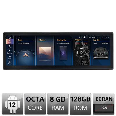 Navigatie BMW Seria 5 E60 2006-2012 cu ecran CIC Android ecran 14.9" 8+128 4G BT camere 360