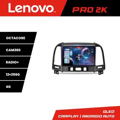 Navigatie Hyundai Santa Fe Lenovo Kit-008 8 core QLED 2K 12+256 360 Android Waze USB Navigatie Internet Youtube Radio