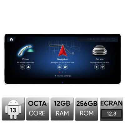 Navigatie Mercedes C W205 GLC V X NTG5, Android, Octa Core, 12+256, 12.3", Qled 2K 2400x900, Qualcomm 680