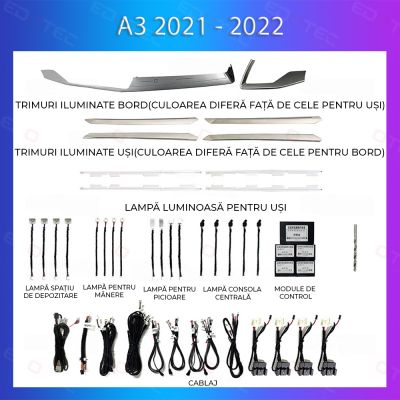 Lumini Ambientale NIGHTVIBE Audi A3 2021-2022  set complet control telefon sau sistem original