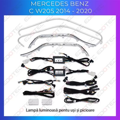 Lumini Ambientale NIGHTVIBE trimuri usi picioare Mercedes C W205 control pe sistemul original sau telefon