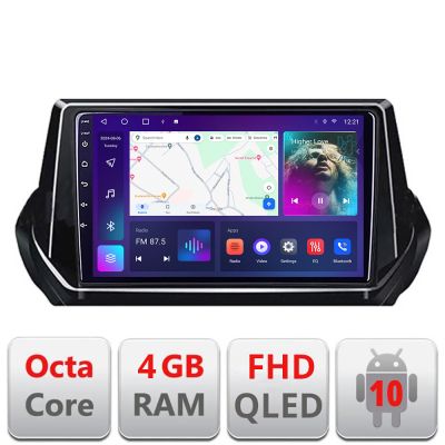 Navigatie Peugeot 2008 2020- Android radio gps internet 4+64 carplay android auto Kit-209-2020+EDT-E309v3