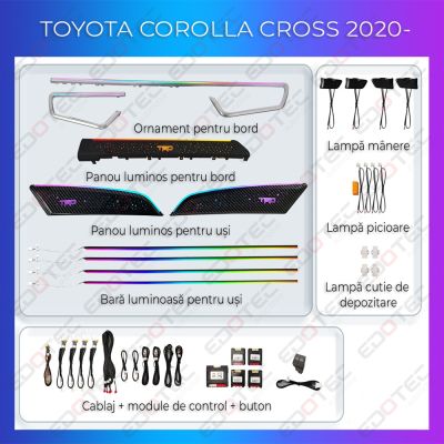 Lumini Ambientale NIGHTVIBE Toyota Corolla Cross 20202- set complet control telefon sau sistem original