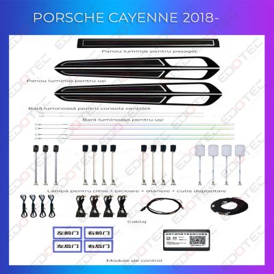 Lumini Ambientale NIGHTVIBE Porsche Cayenne 2018-2022 set complet cu trimuri control telefon sau sistem original
