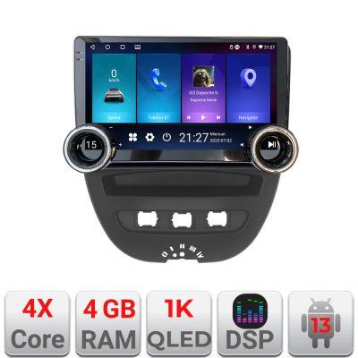 Navigatie Citroen C1 Peugeot 107 Toyota Aygo 2005-2014 Edotec  4+64 10.5 inch Incell 1K android Wifi 5Ghz gps internet  KIT-C1 v2