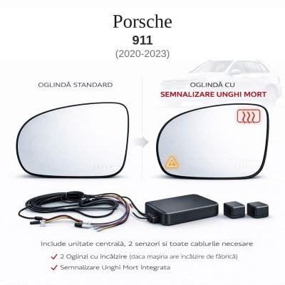 Senzor unghi mort Porsche 911 2020-2023 — oglindă dedicată