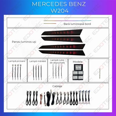 Lumini Ambientale NIGHTVIBE Mercedes C Class W204 trimuri set complet control din telefon sau sistemul original AMB-ME-W204-TRIMMS