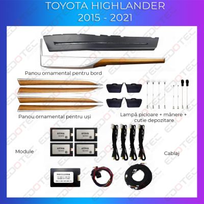Lumini Ambientale NIGHTVIBE Toyota Highlander 2015 - 2021 set complet cu trimuri control telefon sau sistem original