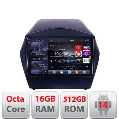 Navigatie Hyundai IX35 Kit-361 8 core QLED 2K 16+512GB 360 Android Waze USB Navigatie Internet Youtube Radio