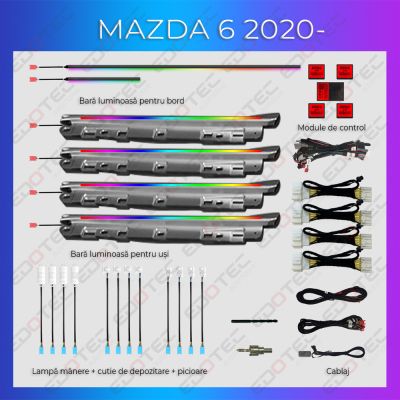 Lumini Ambientale NIGHTVIBE Mazda 6 2020-2023 set complet control telefon sau sistem original