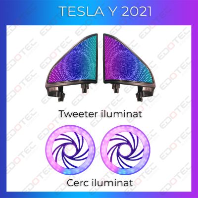 Lumini Ambientale NIGHTVIBE Tesla Model Y 2021 tweeter iluminat control telefon