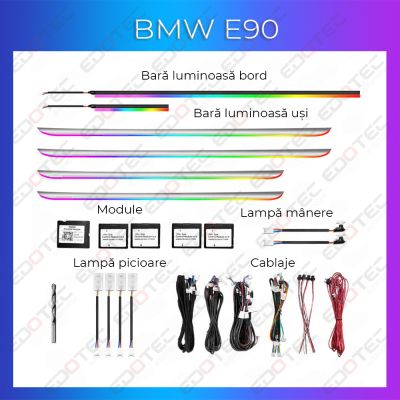 Lumini Ambientale NIGHTVIBE BMW Seria 3 E90 trimuri set complet control din telefon sau sistemul original AMB-BM-E90-TRIMMS