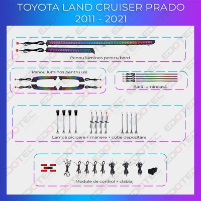Lumini Ambientale NIGHTVIBE Toyota Prado 2011-2021 set complet control telefon sau sistem original