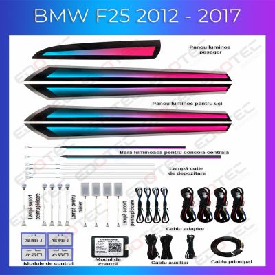 Lumini Ambientale NIGHTVIBE BMW X3 X4 (F25 F26) 2012 - 2017 model cu trimuri dedicat set complet control telefon sau sistem original
