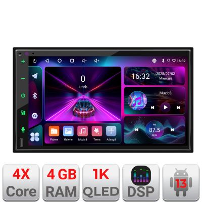 Navigatie universala 7 inch Edotec Incell  4+64 carplay android auto radio internet Wifi 5Ghz EDT-E200-RK