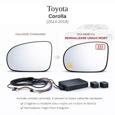 Senzor unghi mort Toyota Corolla 2014-2018 — oglindă dedicată