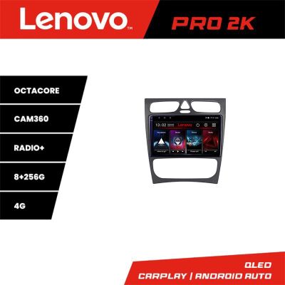 Navigatie Mercedes C W203 2000-2004 Lenovo Kit-clk 8 core QLED 2K 8+256 360 Android Waze USB Navigatie Internet Youtube Radio