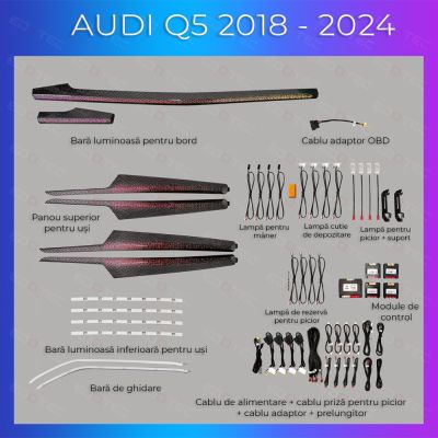 Lumini Ambientale NIGHTVIBE  Audi Q5 2018-2025 set complet control telefon sau sistem original
