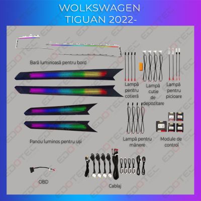 Lumini Ambientale NIGHTVIBE VW Tiguan 2022-2023 trimuri control telefon sau sistem original