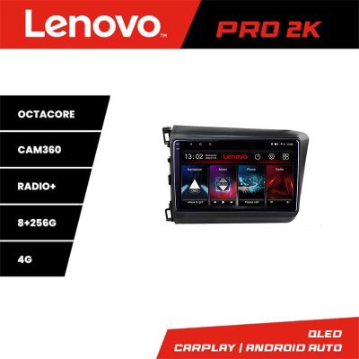 Navigatie Honda Civic 2012-2015 Lenovo Kit-132 8 core QLED 2K 8+256 360 Android Waze USB Navigatie Internet Youtube Radio