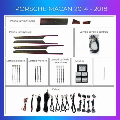 Lumini Ambientale NIGHTVIBE Porsche Macan 2014-2018 set complet control telefon sau sistem original