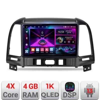 Navigatie Hyundai Santa Fe A-008  4+64 InCell Display 1K Android Waze USB Navigatie Internet Youtube Radio
