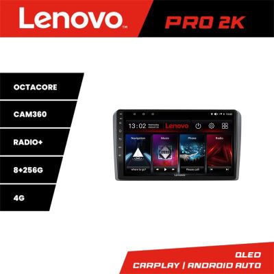 Navigatie Audi A3 8P  Lenovo Kit-049 8 core QLED 2K 8+256 360 Android Waze USB Navigatie Internet Youtube Radio