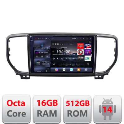 Navigatie Kia Sportage facelift 2019+ Edotec Kit-sportage-19 8 core QLED 2K 16+512GB 360 Android Waze USB Navigatie Internet Youtube Radio