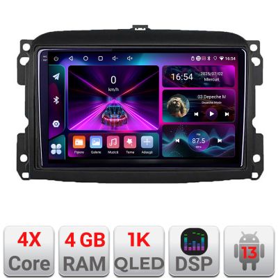 Navigatie Fiat 500 2015-2021 A-500new  4+64 InCell Display 1K Android Waze USB Navigatie Internet Youtube Radio