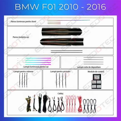 Lumini Ambientale NIGHTVIBE dedicate BMW Seria 7 F01 F02 2010 - 2016 model cu trimuri dedicat control din telefon sau sistemul original