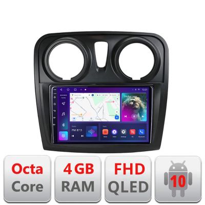 Navigatie Dacia Sandero Logan 2012-2020 B-sandero Android Ecran QLED octa core 4+64 carplay android auto kit-sandero+EDT-E309V3